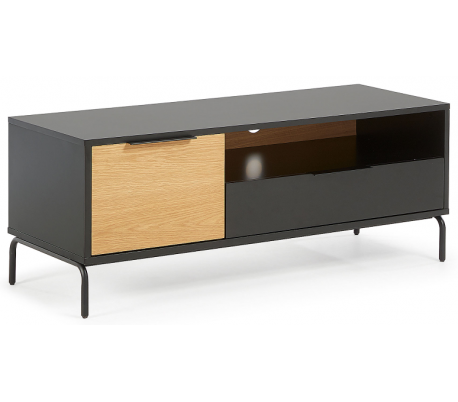 Kyoko tvbord i cedertræ og mdf B150 cm - Sort/Natur