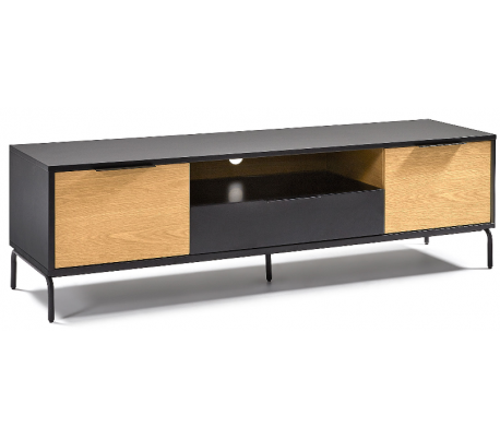 Savoi tvbord i mdf og egetræsfinér B120 cm - Sort/Natur