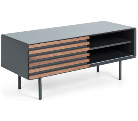 Mahon tvbord i mdf og finér B162 cm - Grå/Valnød