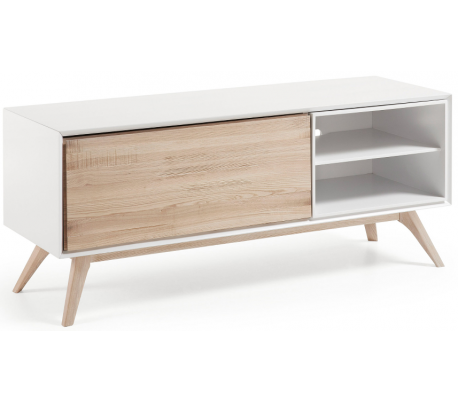 Quatre tvbord i mdf og ask finér B174 cm - Hvid/Natur