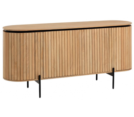 Licia tvbord i mangotræ og metal B160 cm - Sort/Natur