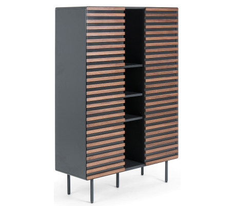 Mahon tvbord i mdf og finér B120 cm - Grå/Valnød