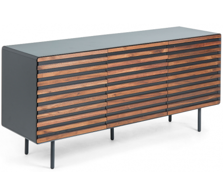 Mahon highboard i mdf og finér H155 cm - Grå/Valnød