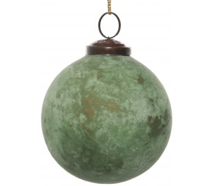 Julekugle i glas Ø8 cm - Oxideret grøn