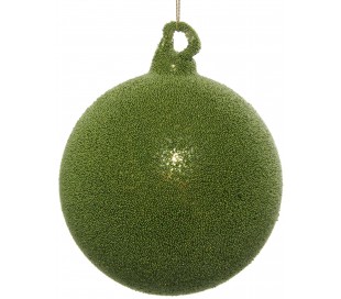 Julekugle i glas Ø8 cm - Skinnende grøn