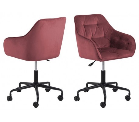 Brooke Kontorstol i velour H89 cm - Sort/Skovgrøn