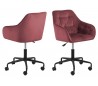 Brooke Kontorstol i velour H89 cm - Sort/Koralrød