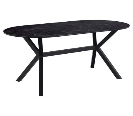 Laxey Sofabord i metal og keramisk glas 130 x 64 cm - Sort/Keramisk sort