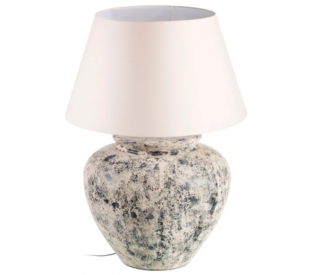 Bordlampe i terracotta og tekstil H75 cm 1 x E27 - Antik blå/Hvid