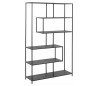 Seaford Reol i metal og melamin H185 cm - Sort/Sort træstruktur