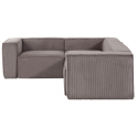 Blok hjørnesofa i velour ripcurl 320 x 230 cm - Grå