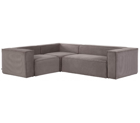 Blok hjørnesofa i velour ripcurl 320 x 230 cm - Grå