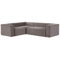 Blok hjørnesofa i velour ripcurl 320 x 230 cm - Grå