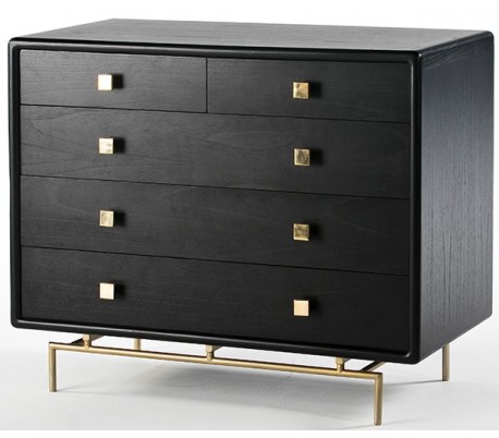 Kommode i metal og mdf H120 x B90 cm - Sort/Natur