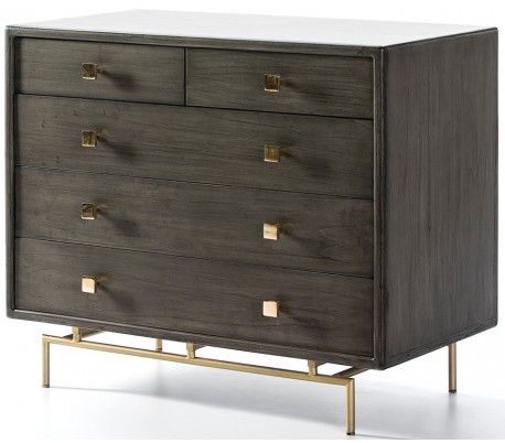 Kommode i metal og træ H95 x B110 cm - Sort/Antik guld