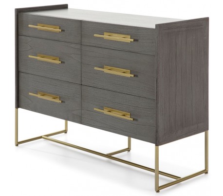 Kommode i metal og træ H93 x B120 cm - Sort/Natur