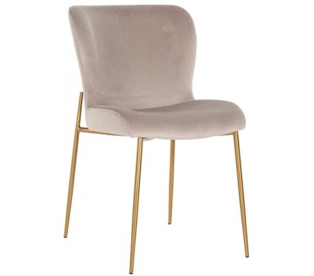 Odessa spisebordsstol i velour H84,5 cm - Børstet guld/Stengrå