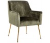 Harper spisebordsstol i velour H87 cm - Børstet guld/Grøn fjer