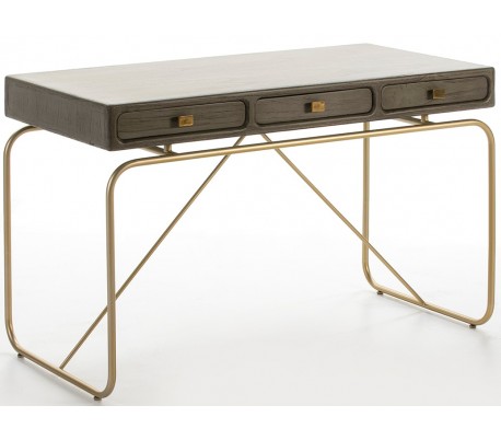 Skrivebord med 2 skuffer i træ 120 x 55 cm - Grå