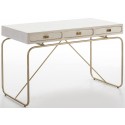 Skrivebord med 3 skuffer i metal og træ 120 x 60 cm - Grå/Antik guld