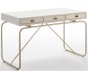 Skrivebord med 3 skuffer i metal og træ 120 x 60 cm - Antik hvid/Antik guld