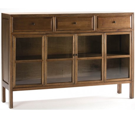 Sengebord med skuffe i træ H55 x B50 cm - Antik bejset natur