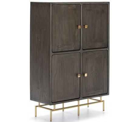 Skrivebord med 3 skuffer i metal og træ 120 x 60 cm - Grå/Antik guld