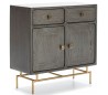 Sideboard med 2 skabe og 2 skuffer i metal og træ B90 cm - Grå/Antik guld