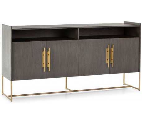 Sideboard i metal og træ H94 x B180 cm - Sort/Natur
