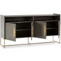 Sideboard i metal og træ H94 x B180 cm - Sort/Natur