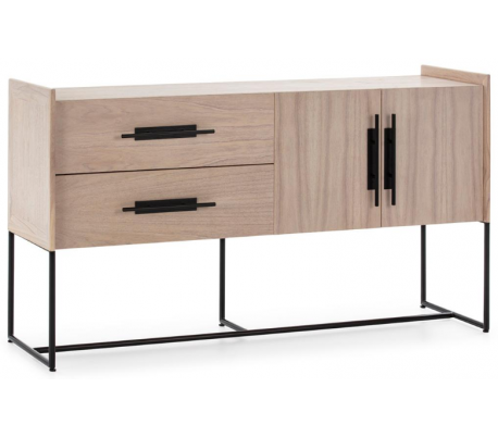 Sideboard i metal og træ H94 x B180 cm - Sort/Natur