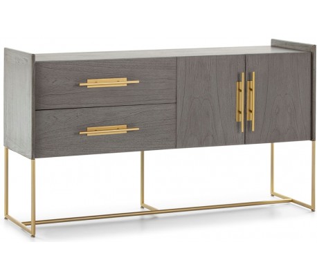 Sideboard i metal og træ H86 x B150 cm - Sort/Natur