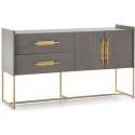 Sideboard i metal og træ H86 x B150 cm - Sort/Natur