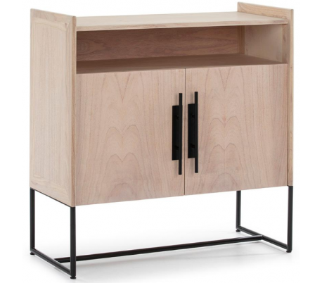 Sideboard i metal og træ H86 x B150 cm - Sort/Natur