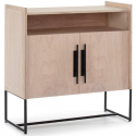 Sideboard i metal og træ H86 x B150 cm - Sort/Natur