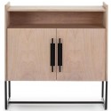Sideboard i metal og træ H86 x B150 cm - Sort/Natur