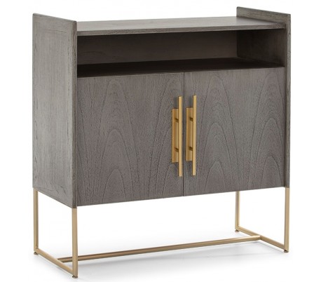 Sideboard i metal og træ H93 x B90 cm - Sort/Natur