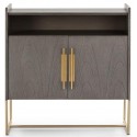 Sideboard i metal og træ H93 x B90 cm - Sort/Natur