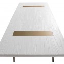 Skrivebord i metal og træ 140 x 60 cm - Antik hvid/Antik guld