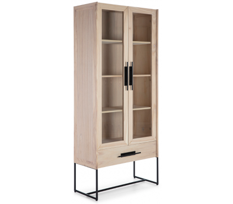 Sideboard i metal og træ H94 x B180 cm - Sort/Natur