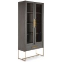 Vitrineskab i metal og træ H195 x B85 cm - Sort/Natur