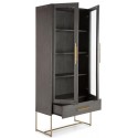 Vitrineskab i metal og træ H195 x B85 cm - Sort/Natur