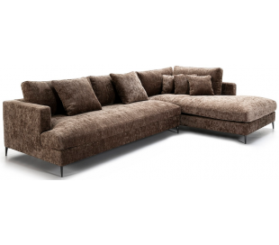 Chaiselongsofa i tekstil og metal 300 x 210 cm - Sort/Brun