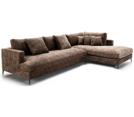 Chaiselongsofa i tekstil og metal 300 x 210 cm - Sort/Brun