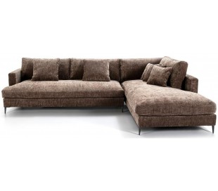 Chaiselongsofa i tekstil og metal 300 x 210 cm - Sort/Brun 2