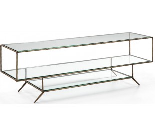 Tvbord med 3 skabe i træ B160 cm - Sort/Let grå