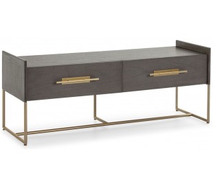 Tvbord i metal og træ B140 cm - Sort/Natur