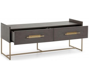 Tvbord i metal og træ B140 cm - Sort/Natur 2