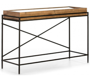 Konsolbord i metal og marmor B109 cm - Sort/Hvid marmor