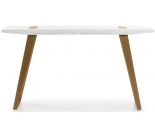 Bænk i metal og træ B190 cm - Antik hvid/Antik guld 2